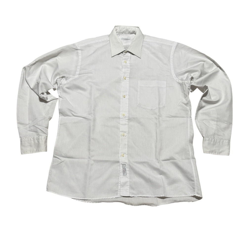 Vintage Christian Dior Chemises Men's Button Down Shirt White Size XL 23 x 30